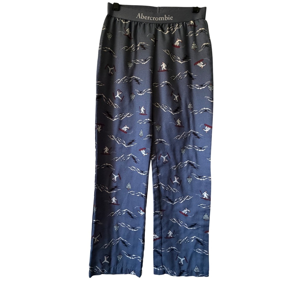 Abercrombie Kids Pajama Pants‎ Kids 11/12 Blue  Ski Snowboard Print
